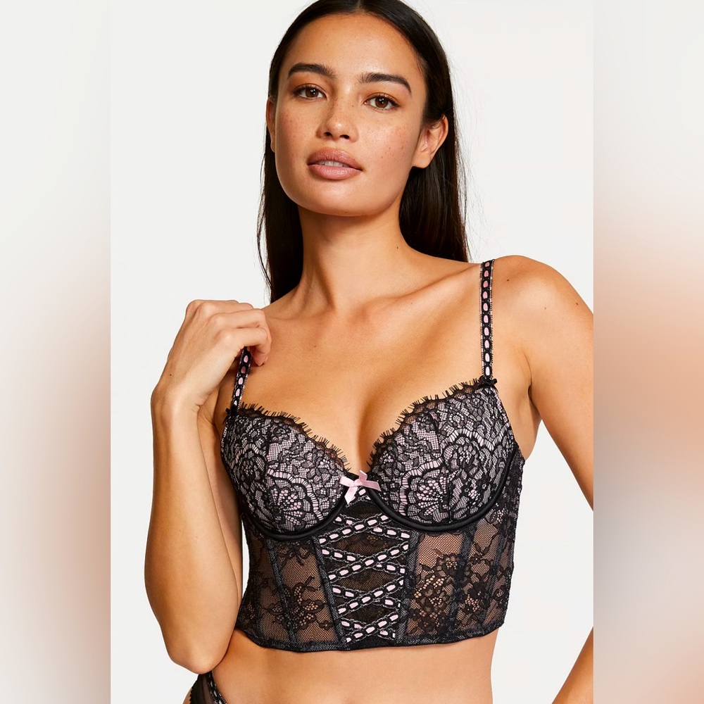 NEW Victorias Secret DREAM ANGELS Lightly-Lined Heritage Ribbon Slot Bra, S-DD